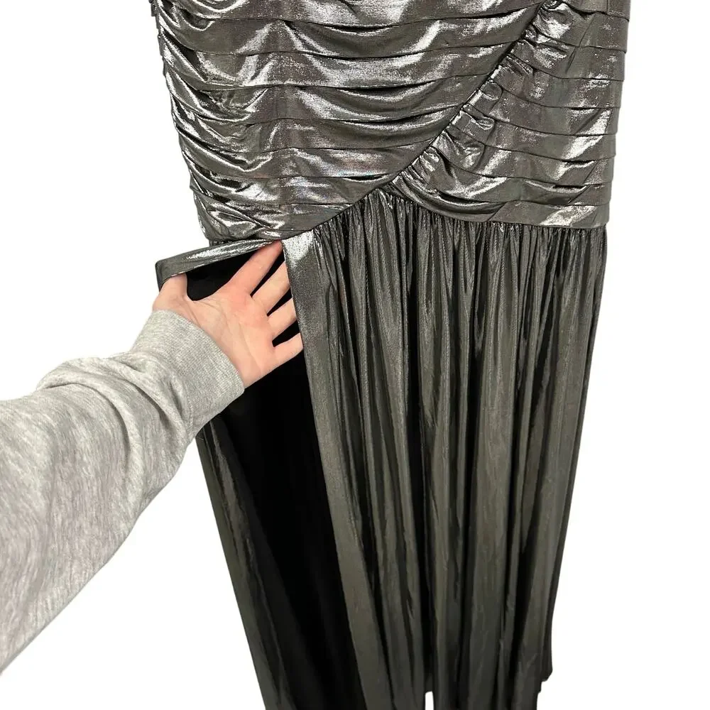 NWT Retrofete Strapless Formal Josie Dress in Gunmetal Metallic Gray Womens XS - Picture 5 of 12